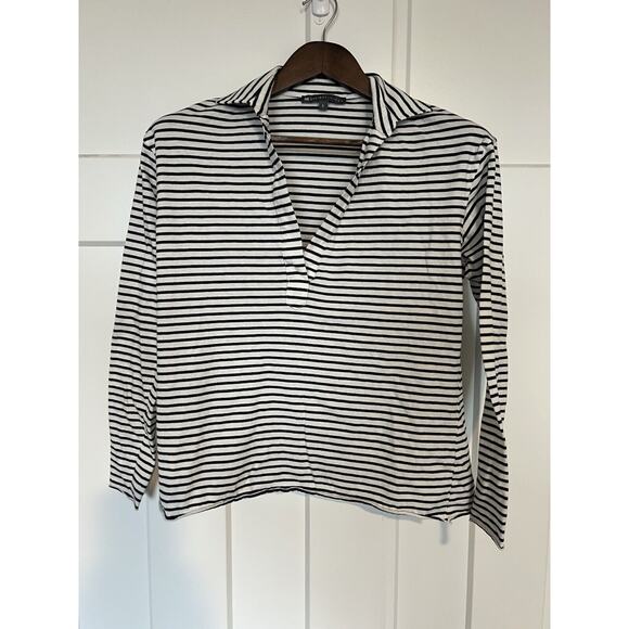 Elliott Lauren Women's Top Small Raw Hem V-Neck Nautical - Picture 2 of 8